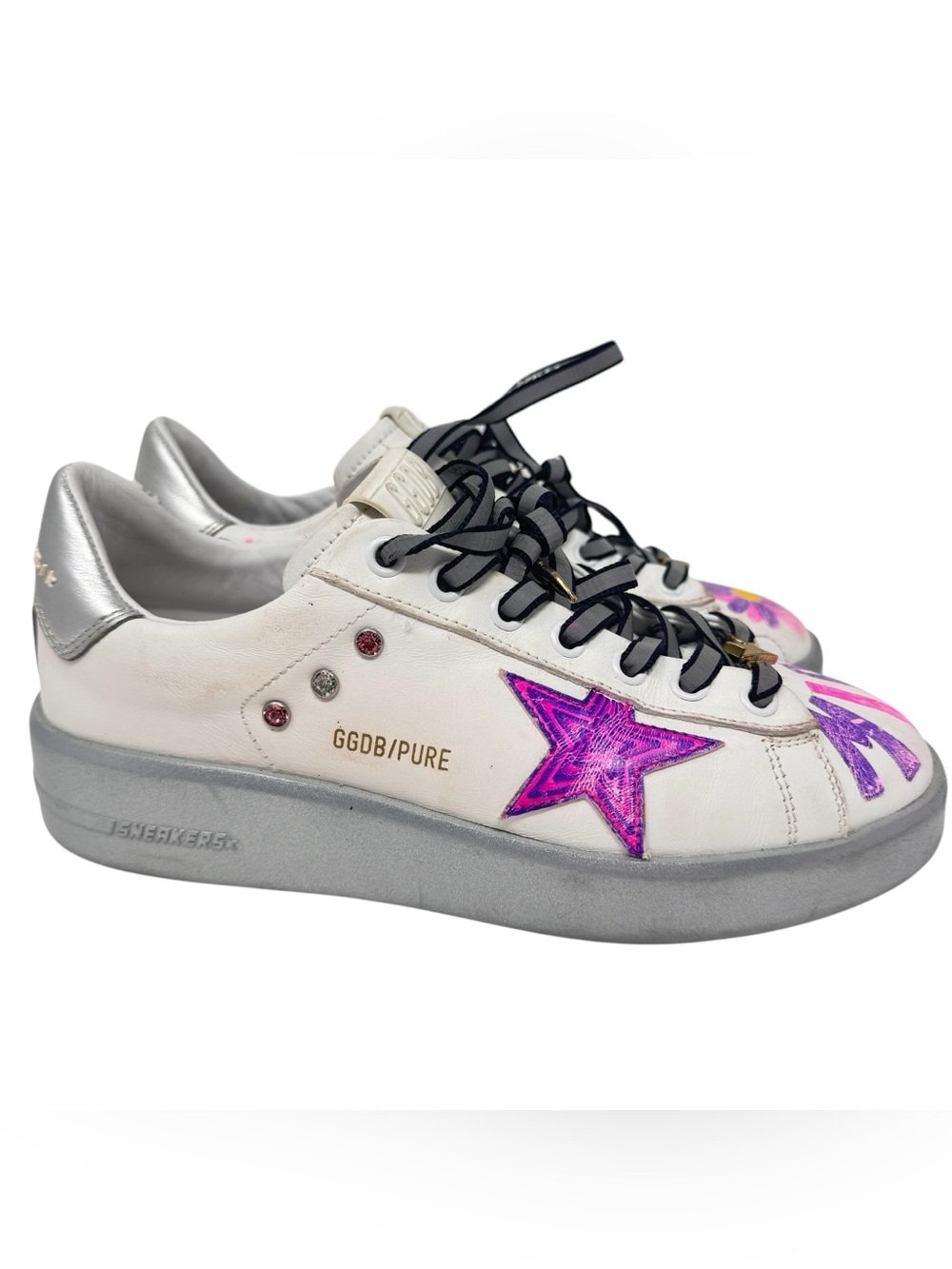 Golden Goose PURE STAR CUSTOM Sneakers with Pink/Purple Accents Size 36/6 MIA